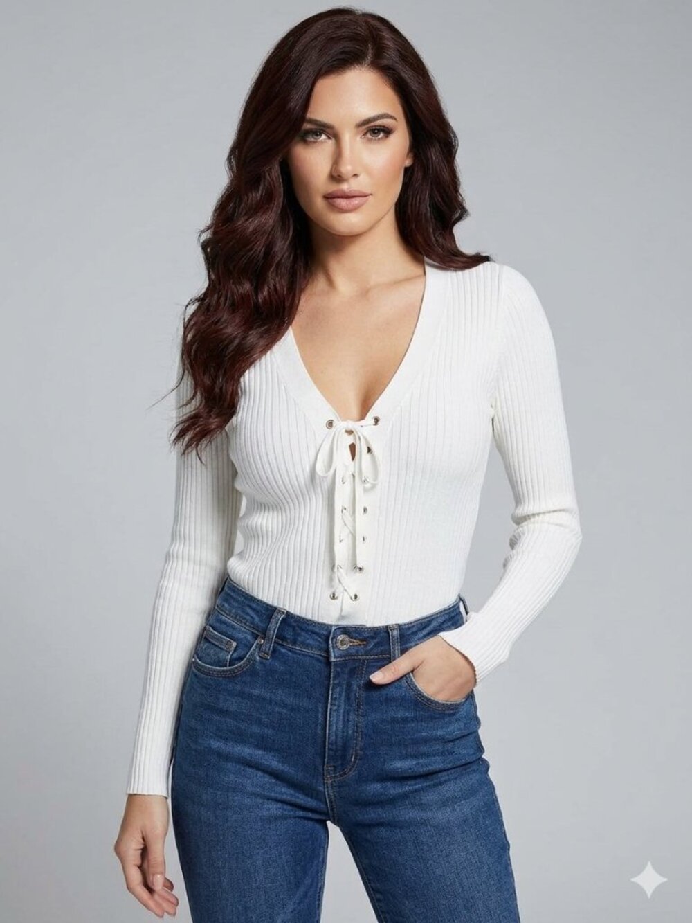 Guess Women's Size Small Laced White Long Sleeve Top Only Worn A Couple Times